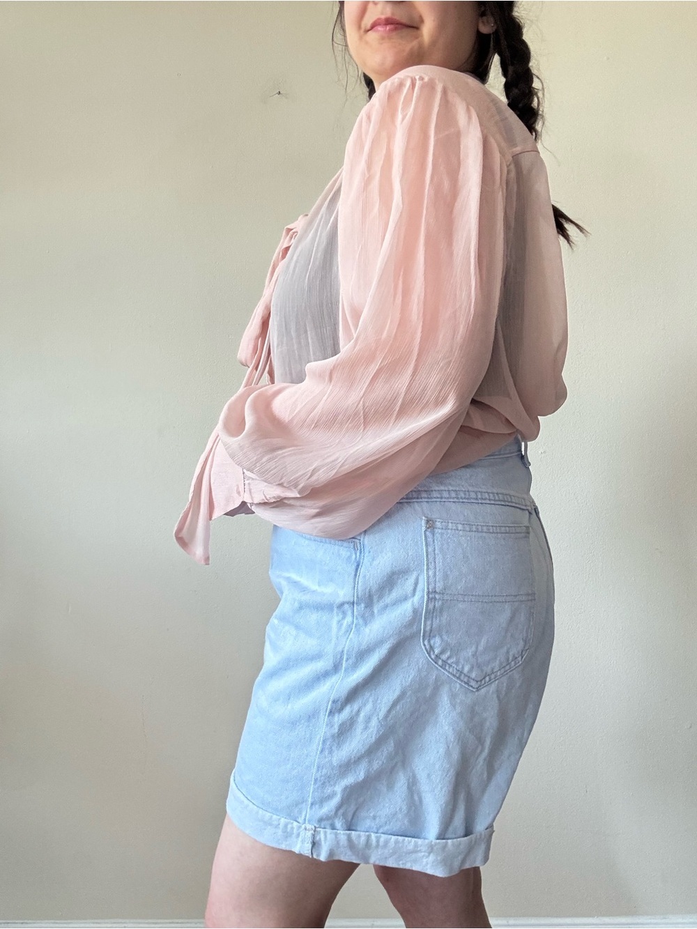 NWT Old Navy Pink Tie-Neck Long-Sleeve Blouse - Picture 4 of 9